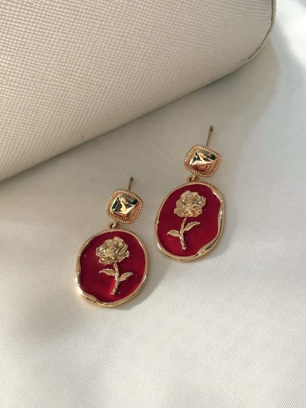 گوشواره رز طلایی قرمز - Image 2